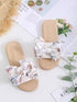 Floral Bow Applique Basketwoven Sandals