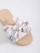 Floral Bow Applique Basketwoven Sandals