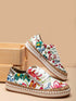 Zip Side Flower Pattern Sneakers