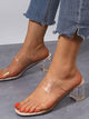 Two Part Clear Strap Chunky Heels