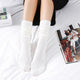 1Pair New Autumn Winter Wear Cute Cotton Solid Color School Style Long Soft Piles Socks Edge Curl Stocks For Women Girls