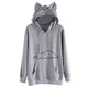 2018 Winter New Fashion Fat cat Printed Sweatshirt Women Long Sleeve Pockets Hooded Pullover Tracksuit Female Coat Tops WS&&D