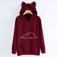 2018 Winter New Fashion Fat cat Printed Sweatshirt Women Long Sleeve Pockets Hooded Pullover Tracksuit Female Coat Tops WS&&D