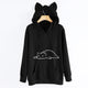 2018 Winter New Fashion Fat cat Printed Sweatshirt Women Long Sleeve Pockets Hooded Pullover Tracksuit Female Coat Tops WS&&D