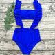 2018 blue ruffle swimwear women one piece swimsuit high waist bathing suit bandeau bikini lotus leaf swimsuits beachwear badpak