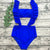 2018 blue ruffle swimwear women one piece swimsuit high waist bathing suit bandeau bikini lotus leaf swimsuits beachwear badpak