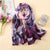 AlphaGal luxury brand Women Silk scarf Big Flower Print Purple Beach Shawl and Echarpe Designer scarves female beach stole bandana