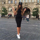 2019 Autumn Hot Slim Bodycon Dress Women Solid Color Chic Party Dresses Casual Sleep Wear Inside Wear Vestidos Pencil Dress