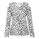 2019 Autumn T Shirt Femme T Shirt For Women V-Neck White Top Tee Shirt Female Long Sleeve Leopard T-shirt Woman Tshirt Top