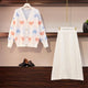 2019 Autumn Winter Womans V-necked Cardigan Knitted Coat + High-waisted Skirt Two Piece Girl Ladies Skirts Set Outfits
