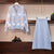 2019 Autumn Winter Womans V-necked Cardigan Knitted Coat + High-waisted Skirt Two Piece Girl Ladies Skirts Set Outfits