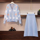 2019 Autumn Winter Womans V-necked Cardigan Knitted Coat + High-waisted Skirt Two Piece Girl Ladies Skirts Set Outfits