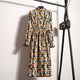 2019 Autumn Winter Women Corduroy Dresses Casual Long Sleeve High Elastic Waist Flower Print Party Dress Female Dress Vestidos