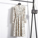 2019 Autumn Winter Women Corduroy Dresses Casual Long Sleeve High Elastic Waist Flower Print Party Dress Female Dress Vestidos