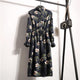 2019 Autumn Winter Women Corduroy Dresses Casual Long Sleeve High Elastic Waist Flower Print Party Dress Female Dress Vestidos