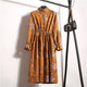 2019 Autumn Winter Women Corduroy Dresses Casual Long Sleeve High Elastic Waist Flower Print Party Dress Female Dress Vestidos