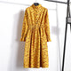 2019 Autumn Winter Women Corduroy Dresses Casual Long Sleeve High Elastic Waist Flower Print Party Dress Female Dress Vestidos