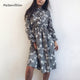 2019 Autumn Winter Women Corduroy Dresses Casual Long Sleeve High Elastic Waist Flower Print Party Dress Female Dress Vestidos