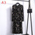 2019 Autumn Women Dress For Ladies Long Sleeve Polka Dot Vintage Chiffon Shirt Dress Casual Black Red Floral Winter Midi Dress