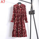 2019 Autumn Women Dress For Ladies Long Sleeve Polka Dot Vintage Chiffon Shirt Dress Casual Black Red Floral Winter Midi Dress