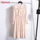 2019 Autumn Women Dress For Ladies Long Sleeve Polka Dot Vintage Chiffon Shirt Dress Casual Black Red Floral Winter Midi Dress