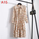 2019 Autumn Women Dress For Ladies Long Sleeve Polka Dot Vintage Chiffon Shirt Dress Casual Black Red Floral Winter Midi Dress