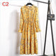 2019 Autumn Women Dress For Ladies Long Sleeve Polka Dot Vintage Chiffon Shirt Dress Casual Black Red Floral Winter Midi Dress