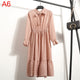 2019 Autumn Women Dress For Ladies Long Sleeve Polka Dot Vintage Chiffon Shirt Dress Casual Black Red Floral Winter Midi Dress