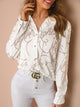 2019 Autumn Women Elegant Basic Top Female V-Neck Stylish Leisure Workwear Blouse Letter Print Button Through Casual Shirt