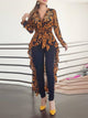 2019 Autumn Women Elegant V-Neck Boho Vintage Long Top Female Stylish Casual Shirt Baroque Print Long Sleeve Dip Hem Blouse