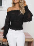 2019 Autumn Women Fashion Elegant Sexy Tunic Shirt Elastc Off Shoulder Puff Sleeve Shirring Waist Blouse
