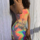 2019 Brand New Women Female Sling Sleeveless Slash Neck Tie Dyeing Print Bodycon Short Mini Pencil Dress for Party Cocktail Club