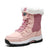 2019 Fashion Winter Shoes Woman Pink Leather Boots Women Platform Snow Boots  Lace Up Flat with Fur Warm Hot Sale Large Size