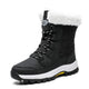2019 Fashion Winter Shoes Woman Pink Leather Boots Women Platform Snow Boots  Lace Up Flat with Fur Warm Hot Sale Large Size