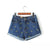 2019 Fashion women Korean summer banana flower embroidery cotton curling plus size casual female waist denim shorts