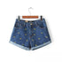 2019 Fashion women Korean summer banana flower embroidery cotton curling plus size casual female waist denim shorts