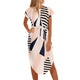 2019 Hot Sale Women Midi Party Dresses Geometric Print Summer Boho Beach Dress Loose Batwing Sleeve Dress Vestidos Plus Size