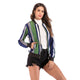 2019 New Autumn Vertical Stripes Zippers Jacket Women Long Sleeve Bomber Jackets Famale Short Biker Jackets Coat Outwear