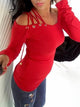 2019 New Fashion Summer Women Sexy Shirt Lace-Up Eyelet Off Shoulder Casual Stylish Blouse