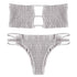 2019 Sexy Bandeau Biquini Strapless Backless Solid Color Low Waist Bandage Shirring Strappy Swimsuit Women Bikini Set