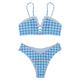 2019 Sexy Swimsuit Women Swimwear Spaghetti Strap Bikini Plaid Shirring Flounce Buckle High Cut Wire Free Two Piece Swimsuit