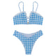 2019 Sexy Swimsuit Women Swimwear Spaghetti Strap Bikini Plaid Shirring Flounce Buckle High Cut Wire Free Two Piece Swimsuit