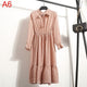 2019 Spring Dress Long Sleeve Office Polka Dot Vintage Dress Women Casual Red Floral Autumn Shirt Chiffon Midi Dress For Ladies