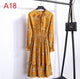 2019 Spring Dress Long Sleeve Office Polka Dot Vintage Dress Women Casual Red Floral Autumn Shirt Chiffon Midi Dress For Ladies