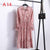 2019 Spring Dress Long Sleeve Office Polka Dot Vintage Dress Women Casual Red Floral Autumn Shirt Chiffon Midi Dress For Ladies