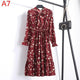 2019 Spring Dress Long Sleeve Office Polka Dot Vintage Dress Women Casual Red Floral Autumn Shirt Chiffon Midi Dress For Ladies