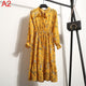 2019 Spring Dress Long Sleeve Office Polka Dot Vintage Dress Women Casual Red Floral Autumn Shirt Chiffon Midi Dress For Ladies