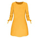 2019 Spring New Fashion Solid Color Dress Casual O-Neck Loose Dresses 3/4 Sleeve Bow Elegant Beach Female Vestidos Plus Size