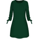 2019 Spring New Fashion Solid Color Dress Casual O-Neck Loose Dresses 3/4 Sleeve Bow Elegant Beach Female Vestidos Plus Size