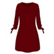 2019 Spring New Fashion Solid Color Dress Casual O-Neck Loose Dresses 3/4 Sleeve Bow Elegant Beach Female Vestidos Plus Size